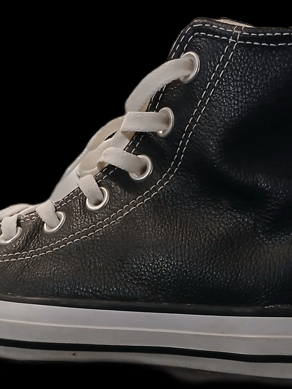 Converse All Star Chuck Taylor Black Leather High Tops - Picture 5 of 6